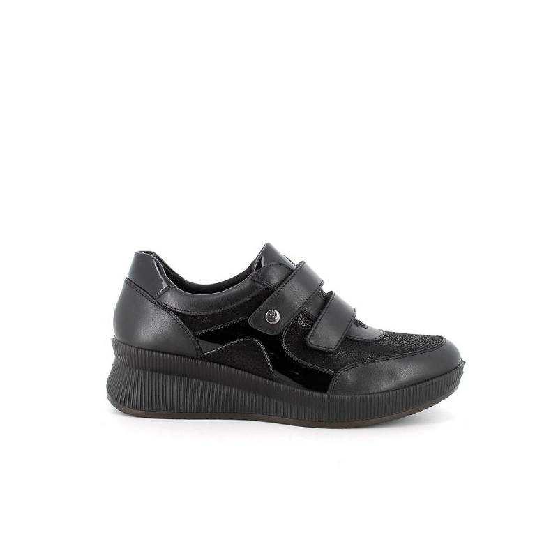 SNEAKERS ENVAL SOFT DONNA NERO LAMINATO BIVELCRO 6778400