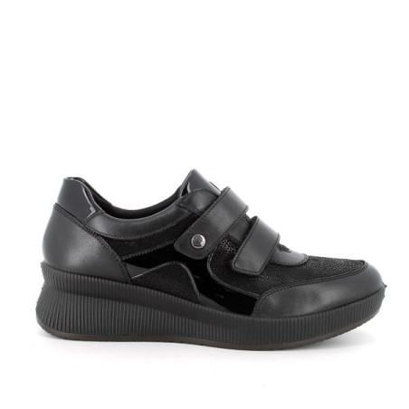 SNEAKERS ENVAL SOFT DONNA NERO LAMINATO BIVELCRO 6778400