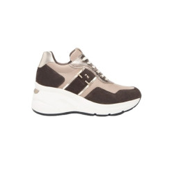 SNEAKERS CON ZEPPA NEROGIARDINI DONNA VELOUR CASTAGNO SAVANA MARMO ETOILE LEO T.BRILL PLATINO I411496D/305