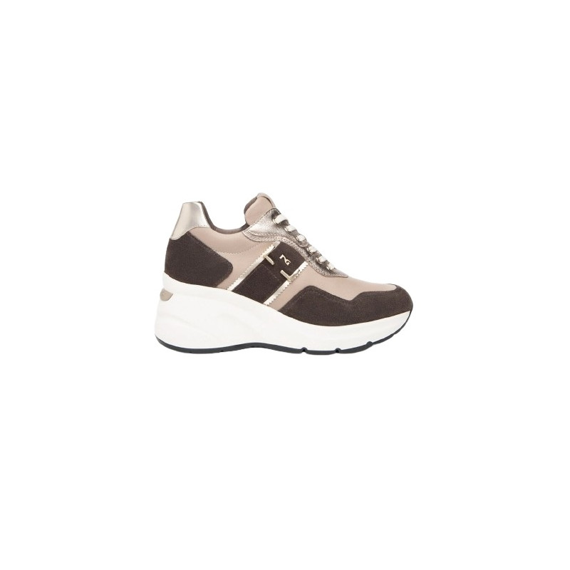 SNEAKERS CON ZEPPA NEROGIARDINI DONNA VELOUR CASTAGNO SAVANA MARMO ETOILE LEO T.BRILL PLATINO I411496D/305