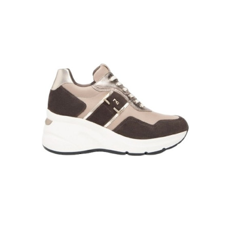 SNEAKERS CON ZEPPA NEROGIARDINI DONNA VELOUR CASTAGNO SAVANA MARMO ETOILE LEO T.BRILL PLATINO I411496D/305