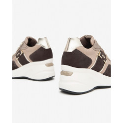 SNEAKERS CON ZEPPA NEROGIARDINI DONNA VELOUR CASTAGNO SAVANA MARMO ETOILE LEO T.BRILL PLATINO I411496D/305