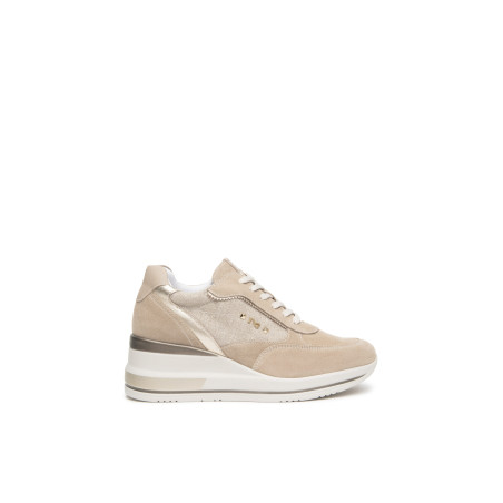 SNEAKERS NEROGIARDINI DONNA VELOUR CAMEL T.LINO LUREX 06 BEIG ETOILE MIELE TAMIGI SABBIA E615230/421