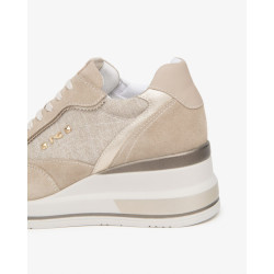 SNEAKERS NEROGIARDINI DONNA VELOUR CAMEL T.LINO LUREX 06 BEIG ETOILE MIELE TAMIGI SABBIA E615230/421