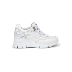 SNEAKERS NEROGIARDINI DONNA PELLE TESSUTO BIANCO E409880D/707