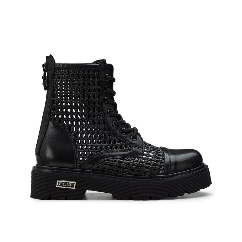 STIVALETTO CULT DONNA SLASH 4218 MID W LEATHER BLACK WEAVING CLW421800