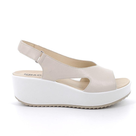 SANDALO CON ZEPPA IGI&CO DONNA CAPRA TAMPONATA PANNA 7666033