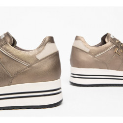 SNEAKERS NEROGIARDINI DONNA IN PELLE BROWN SAUVAGE IVORY I308380D/322