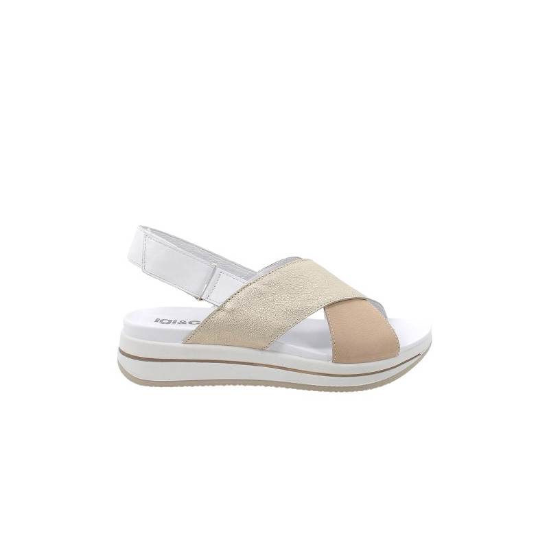 SANDALO CON ZEPPA IGI&CO DONNA NABUK CAPRA BEIGE PLATINO 5677522