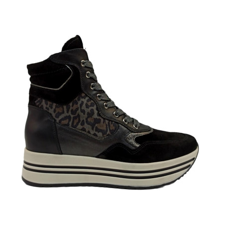 SNEAKER ALTA NEROGIARDINI DONNA VELOUR NERO ROCK SAND I205281D/100