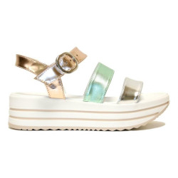 SANDALO CON ZEPPA NEROGIARDINI DONNA  T. BRILL ARGENTO E012593D/700