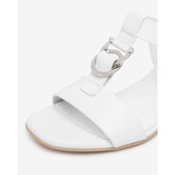 SANDALO CON TACCO NEROGIARDINI DONNA LOIRA BIANCO TPU LOZZA FEN NATURALE TACCO 5,5CM E615870D/707