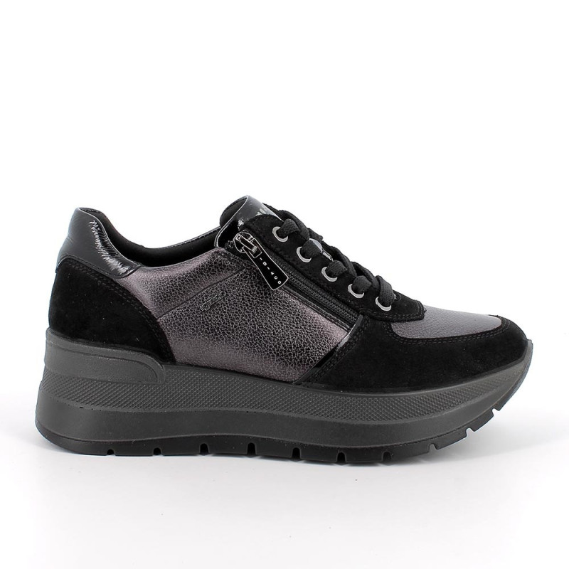 SNEAKERS CON ZEPPA IGI&CO DONNA SCAM.SU/FIO.BOT NERO/ANTRACITE 8677500