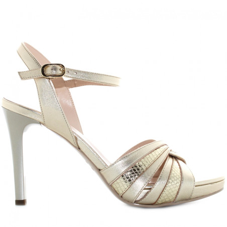 SANDALO CON TACCO NEROGIARDINI DONNA ETOILE MIELE ORO E116501DE/418