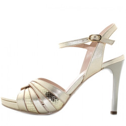 SANDALO CON TACCO NEROGIARDINI DONNA ETOILE MIELE ORO E116501DE/418