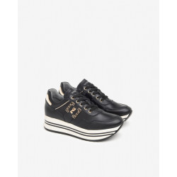 SNEAKERS NEROGIARDINI DONNA GUANTO NERO T.BRILL PLATINO  PU.BETA  PANNA I411560D/100