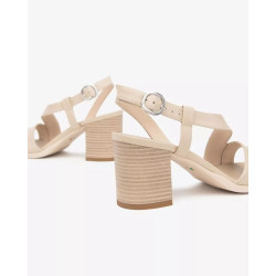 SANDALO CON TACCO NEROGIARDINI DONNA TAMIGI LINO TR AULLA NATURALE TACCO 7CM E510440D/453