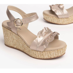 SANDALO CON ZEPPA NEROGIARDINI DONNA OXIGEN ROSA ANTICO E218721D/671