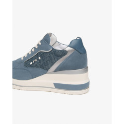 SNEAKERS NEROGIARDINI DONNA VELOUR AVIO T.LINO LUREX 06 AVIO OXIGEN GRIGIO SAUVAGE JEANS E615230D/203