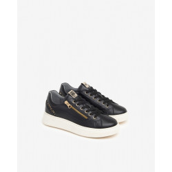 SNEAKERS NEROGIARDINI DONNA GUANTO NERO T.GLITTER BRILL PLATINO I411600D/100