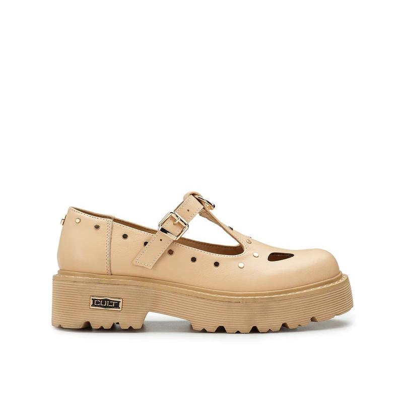 MOCASSINO CULT DONNASLASH 4217 LOW W LEATHER CARAMEL W/ PIECING/ L. GOLD STUDS CLW421700