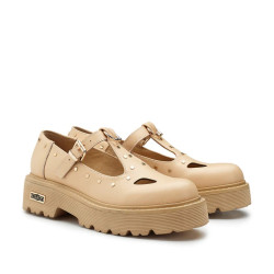 MOCASSINO CULT DONNASLASH 4217 LOW W LEATHER CARAMEL W/ PIECING/ L. GOLD STUDS CLW421700