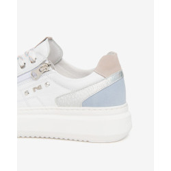SNEAKERS NEROGIARDINI DONNA CILE BIANCO ZOUK SILVER VELOUR FIORDALISO VELOUR FEMME E615285D/707
