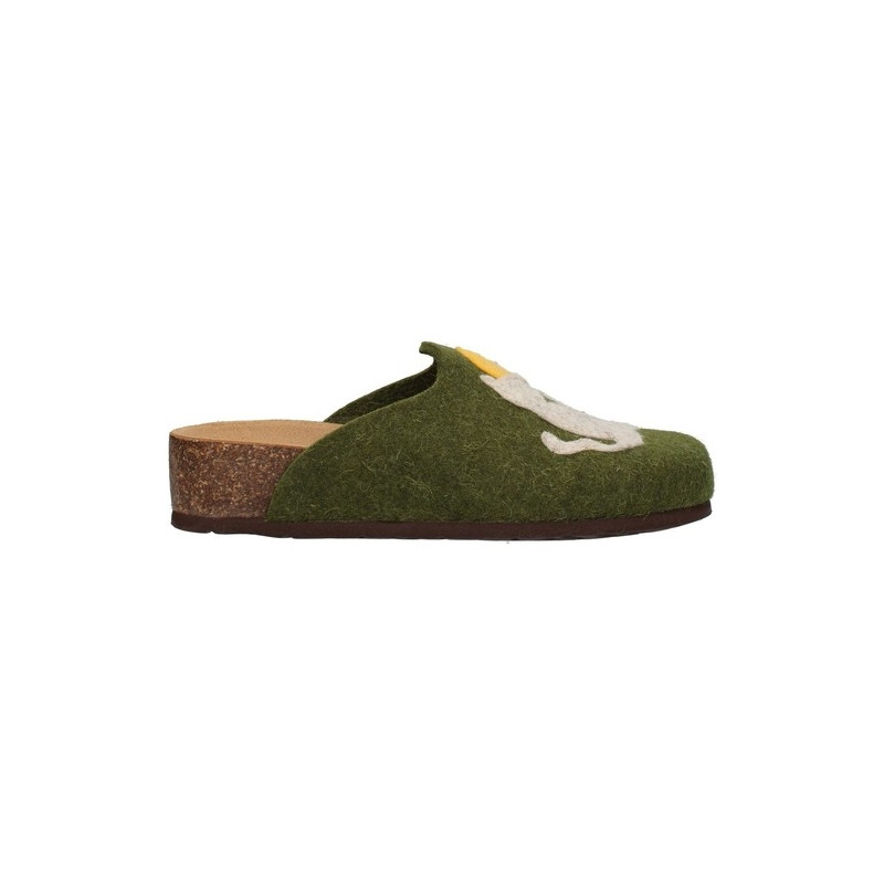 CIABATTA BIONATURA DONNA  12 GATTI FELTRO VERDE 12GAT20-I-FELV74