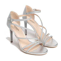 SANDALI CON TACCO NEROGIARDINI DONNA T.MICROGLITTER ARGEN TPU EGIZIA E307260DE/700