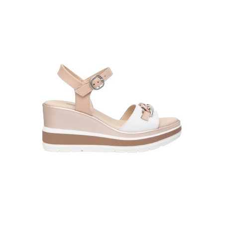 SANDALO CON ZEPPA NEROGIARDINI DONNA LOIRA BIANCO ARMENIA CIPRIA POLI.USSITA E410530D/707