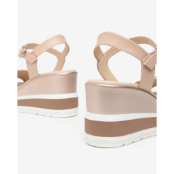 SANDALO CON ZEPPA NEROGIARDINI DONNA LOIRA BIANCO ARMENIA CIPRIA POLI.USSITA E410530D/707