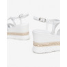 SANDALI CON ZEPPA NEROGIARDINI DONNA LOIRA BIANCO PU.MONOD BAGHERIA E410560D/707
