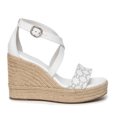 SANDALI CON ZEPPA NEROGIARDINI T.GIOVE BIANCO LOIRA BIANCO PU.LINDEE307643D/707