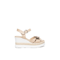 SANDALO CON ZEPPA NEROGIARDINI DONNA TAMIGI LINO PU.MONOD.BAGHERIA E616012D/453