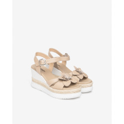 SANDALO CON ZEPPA NEROGIARDINI DONNA TAMIGI LINO PU.MONOD.BAGHERIA E616012D/453