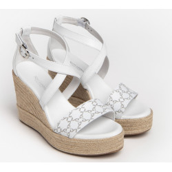SANDALI CON ZEPPA NEROGIARDINI T.GIOVE BIANCO LOIRA BIANCO PU.LINDEE307643D/707