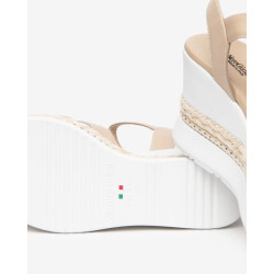 SANDALO CON ZEPPA NEROGIARDINI DONNA TAMIGI LINO PU.MONOD.BAGHERIA E616012D/453