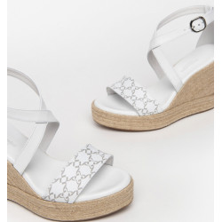 SANDALI CON ZEPPA NEROGIARDINI T.GIOVE BIANCO LOIRA BIANCO PU.LINDEE307643D/707