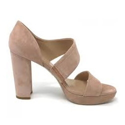 SANDALO CON TACCO NEROGIARDINI DONNA CAPRA SCAMOSCIATO PHARD ROSA P908485DE/660