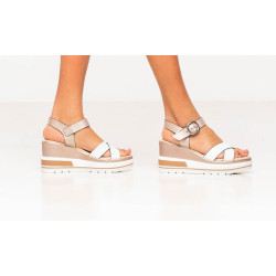 SANDALO CON ZEPPA NEROGIARDINI DONNA BIANCO E218737D/707