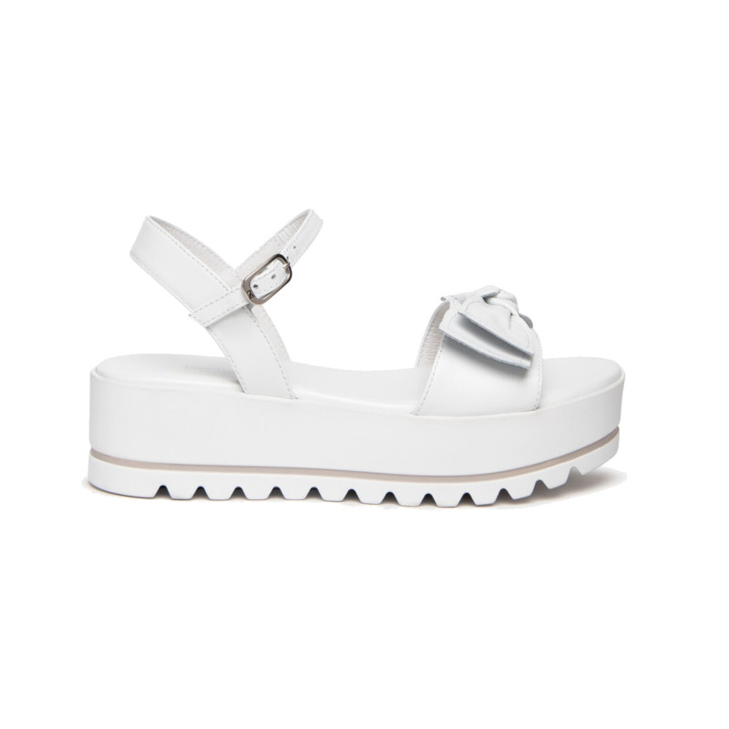 SANDALI CON ZEPPA NEROGIARDINI DONNA LOIRA BIANCO PU.OSSANA E307832D/707