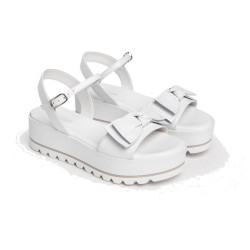 SANDALI CON ZEPPA NEROGIARDINI DONNA LOIRA BIANCO PU.OSSANA E307832D/707