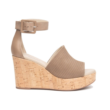 SANDALI CON ZEPPA NEROGIARDINI VELOUR CASTORO TAMIGI TORTORA PU.MUSA E218770D/405