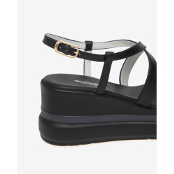 SANDALO CON ZEPPA NEROGIARDINI DONNA TAMIGI NERO PU.ALICANTE E615953D/100