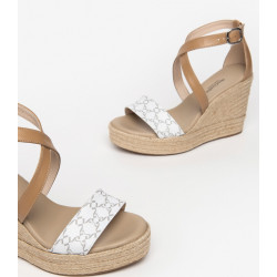 SANDALI NEROGIARDINI DONNA T.GIOVE BIANCO NAPPA PANDORA CORDA  PU.LINDE E307642D/707