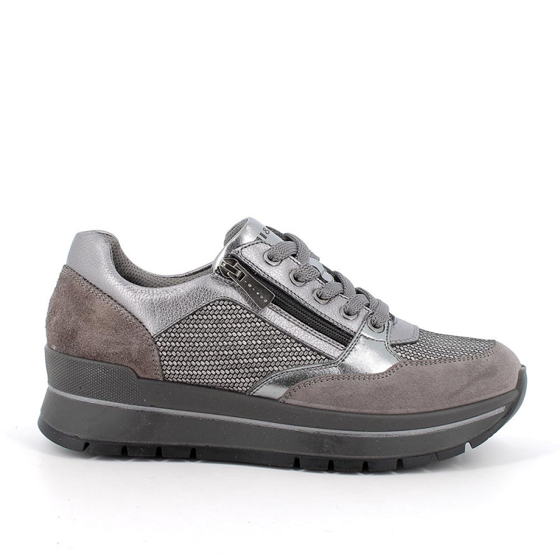 SNEAKERS  IGI&CO DONNA GRIGIO/LAMINATO ZIP + LACCI 6673833