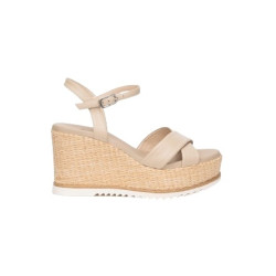 SANDALO CON ZEPPA NEROGIARDINI DONNA PELLE LINO TACCO 8,5CM E410630D/453