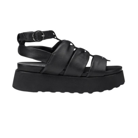 SANDALO CON ZEPPA CULT DONNA JANIS 4479 SANDAL W LEATHER BLACK CLW447900