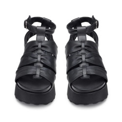 SANDALO CON ZEPPA CULT DONNA JANIS 4479 SANDAL W LEATHER BLACK CLW447900