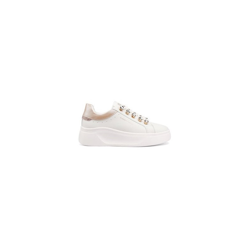 SNEAKERS QUEEN HELENA PLATFORM CON LACCI GIOIELLO X34-11 WHITE/PINK